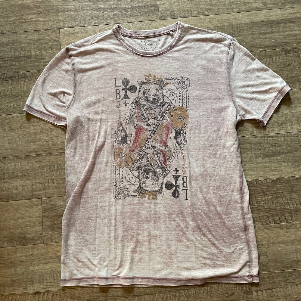 BUNDLE & SAVE! Men's LUCKY BRAND "King Bear" Venice Burnout tee, Size L.